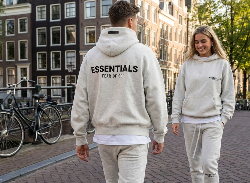 grijze essentials pak