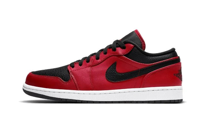 Air Jordan 1 Low Reverse Bred Pebbled Swoosh -553558-605-JHypes