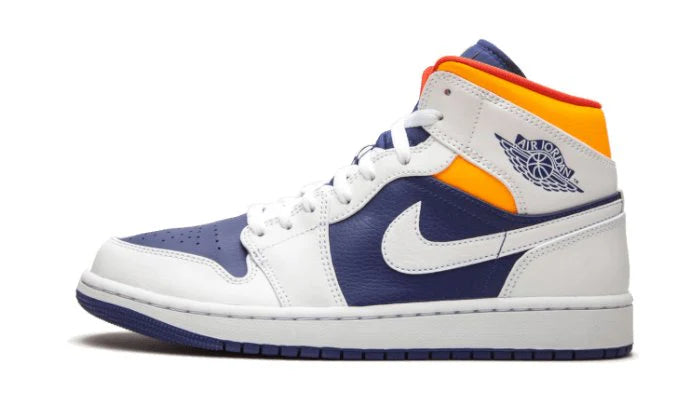 Air Jordan 1 Mid White Laser Orange Deep Royal Blue -554725-131-JHypes