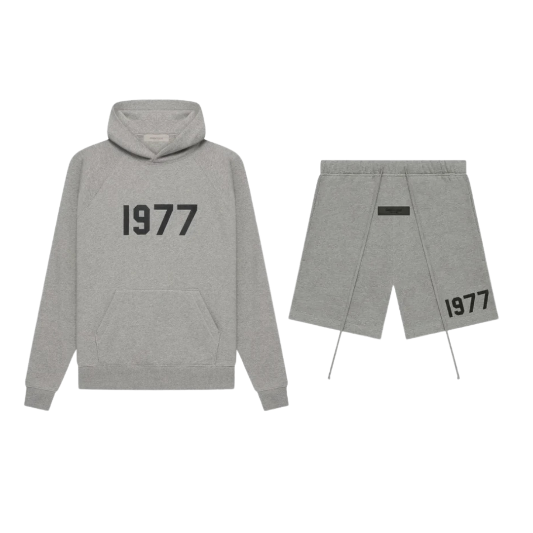Fear of God Essentials 1977 Dark Oatmeal Hoodie + Korte Broek