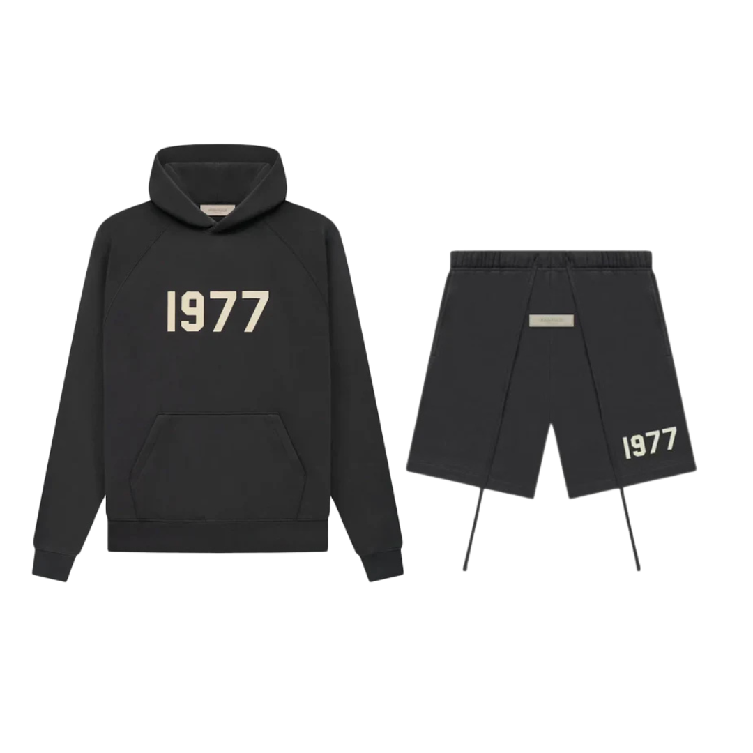 Fear of God Essentials 1977 Iron Black Hoodie + Korte Broek