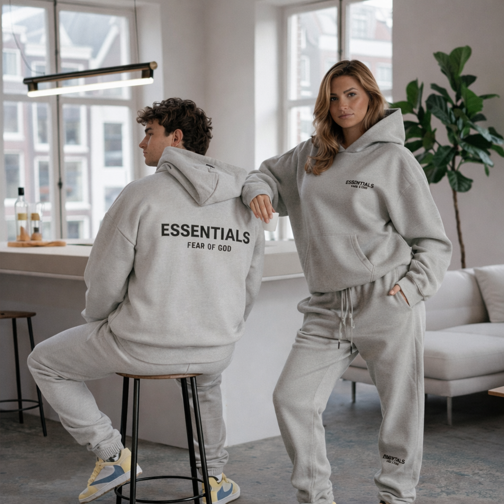 Fear of God Essentials Fleece Light Heather Gray Set