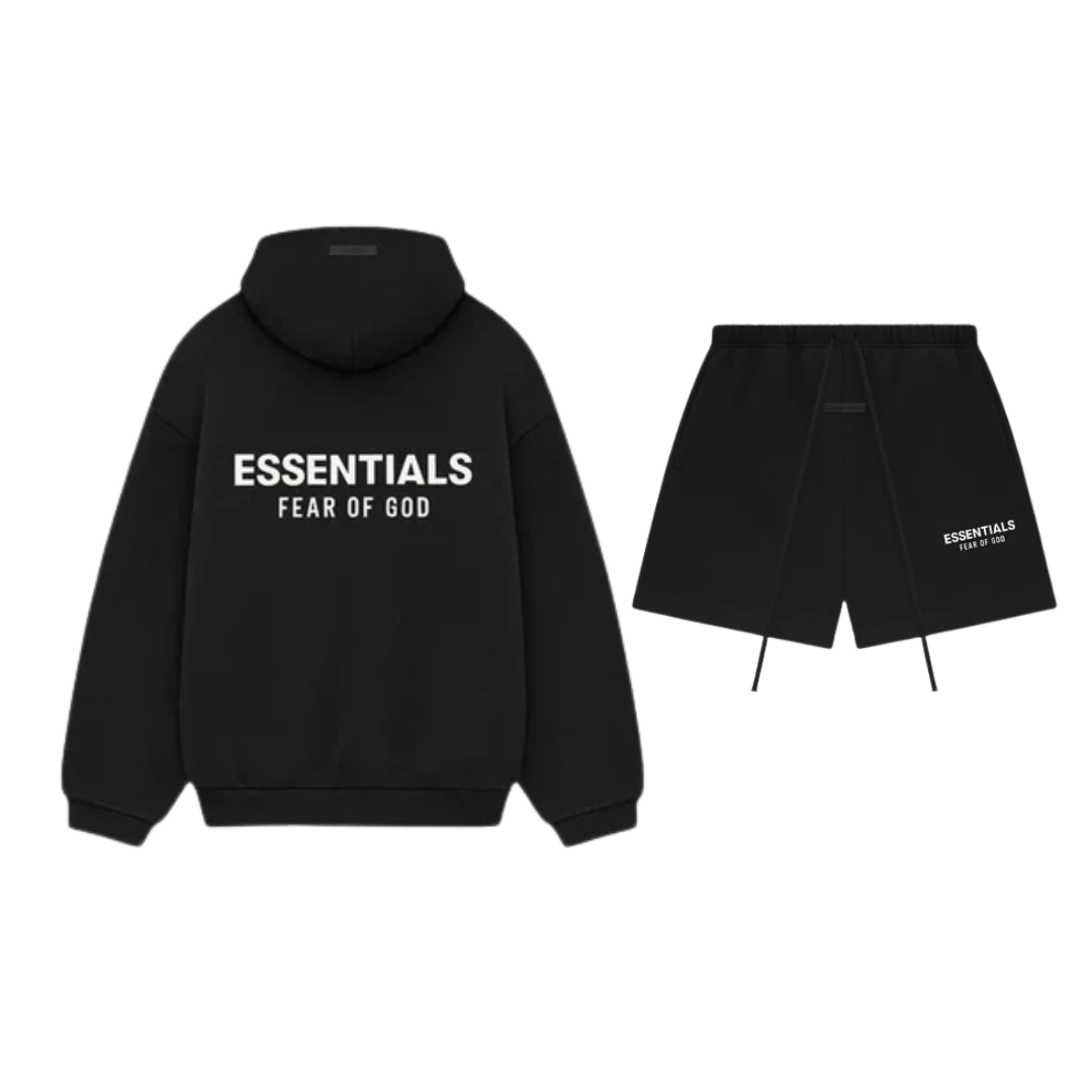 Fear of God Essentials Fleece Black Hoodie + Korte Broek