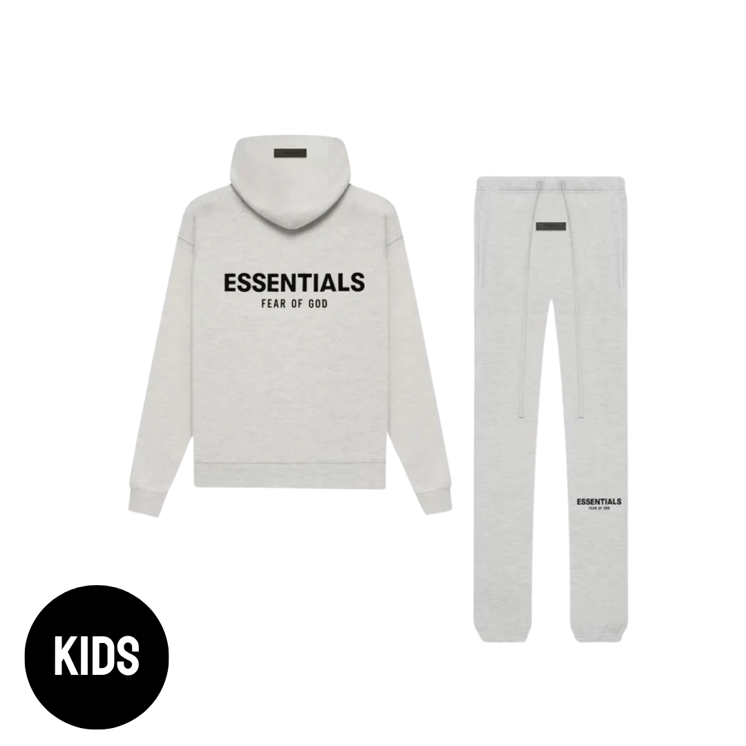 Fear of God Essentials Light Oatmeal Hoodie + Lange Broek Kids