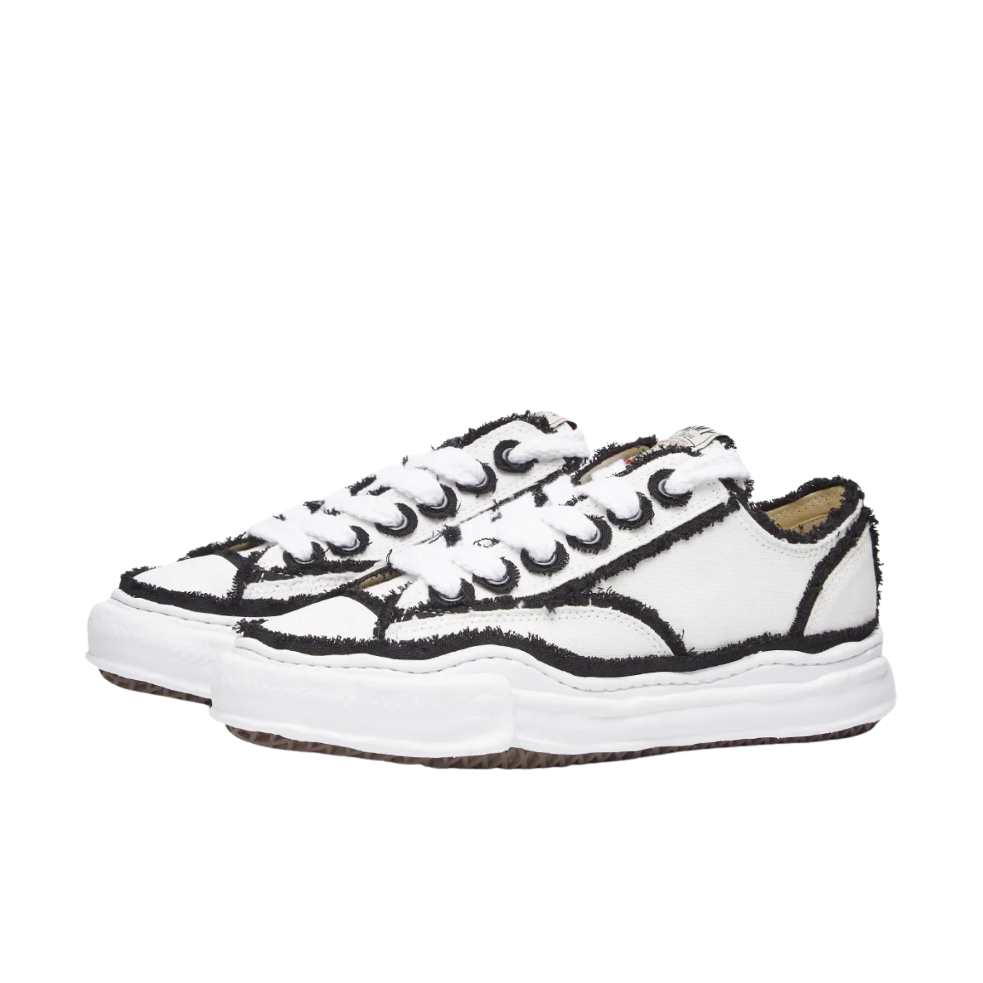 Maison Mihara Yasuhiro Peterson OG Sole Canvas Low Frayed White zwart