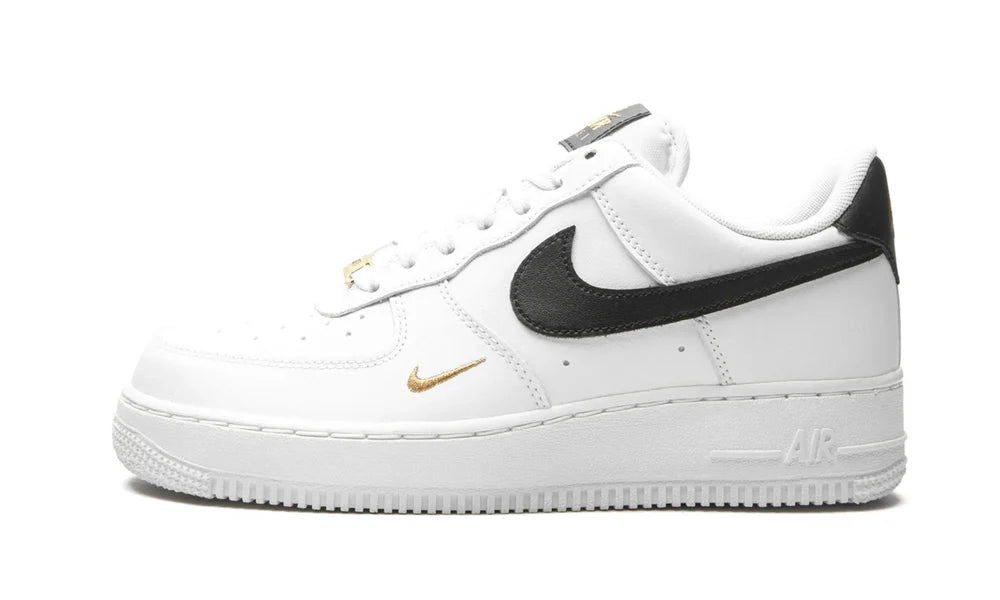 Nike Air Force 1 Low 07 Essential White Black Gold Mini Swoosh-CZ0270-102-JHypes
